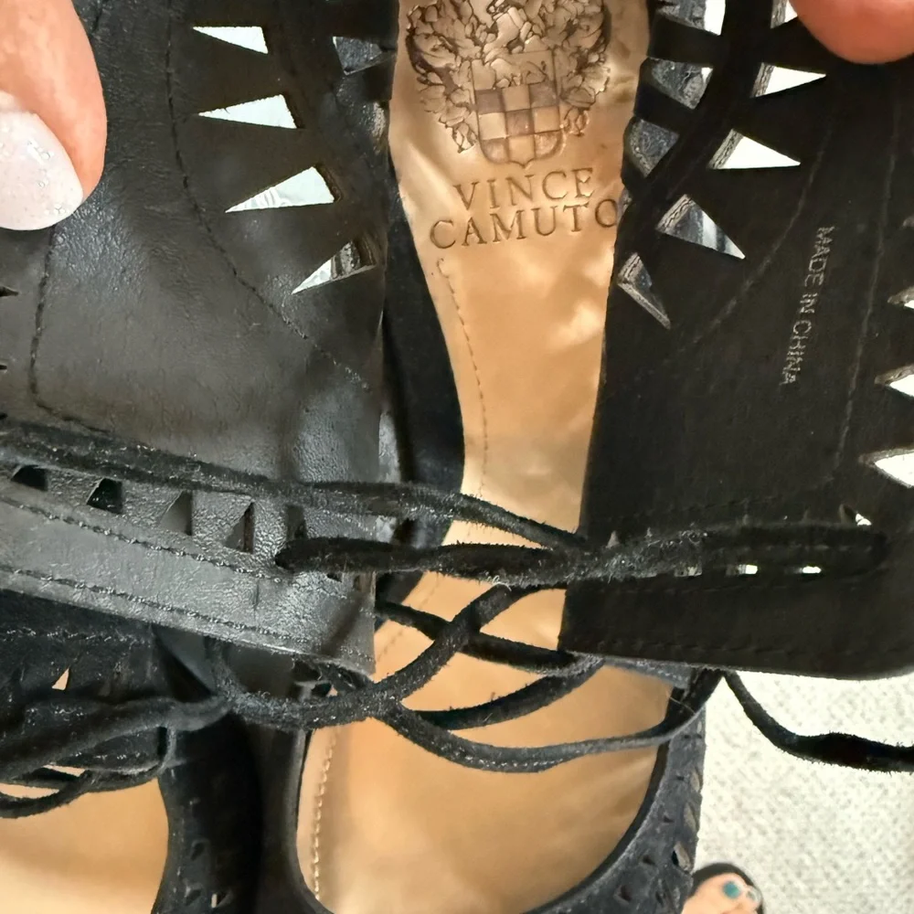 Vince Camuto Black Lace-Up Heels - Picture 3 of 4